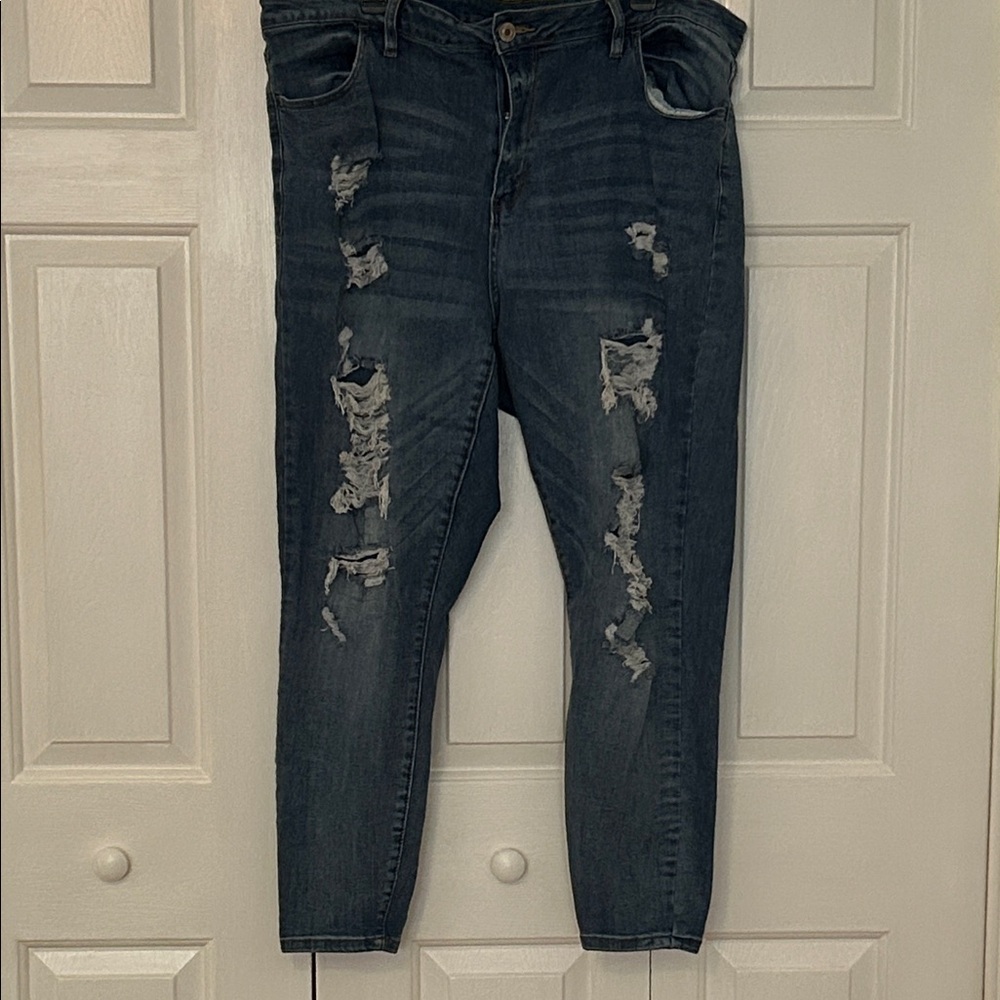 Rue21 Dark Blue Distressed Skinny Jeans